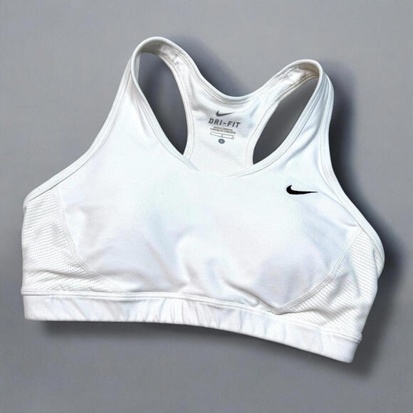 Nike Other - Nike Dri-FIT Racerback Sports Bra White SzL High Support Workout Activewear Gym